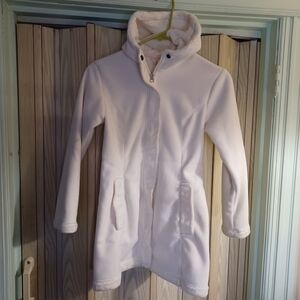 Lands' End girls Softest Fleece Jacket size Small 7/8 - Hooded - White